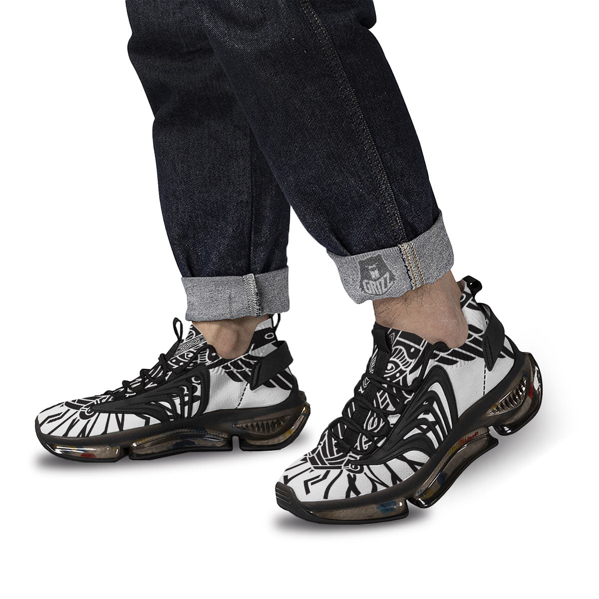 Odin God With Muninn And Huginn Print Black Gym Shoes-grizzshop