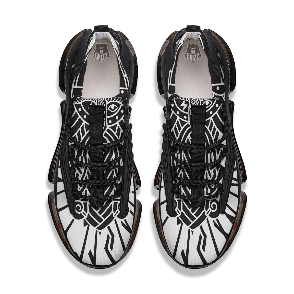 Odin God With Muninn And Huginn Print Black Gym Shoes-grizzshop