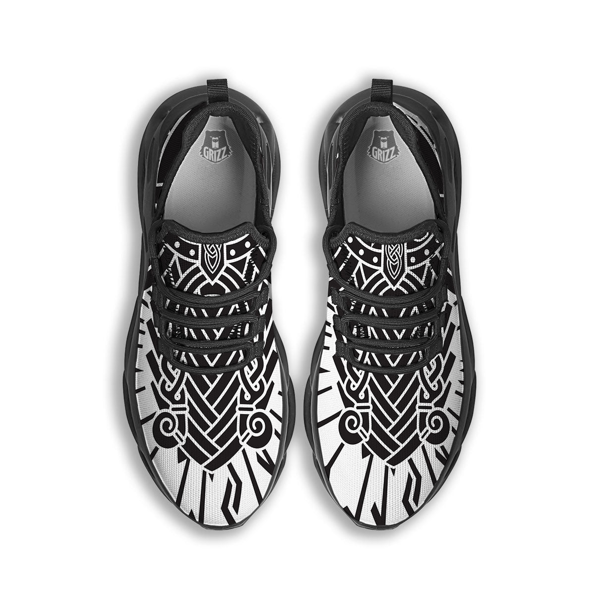 Odin God With Muninn And Huginn Print Black Running Shoes-grizzshop