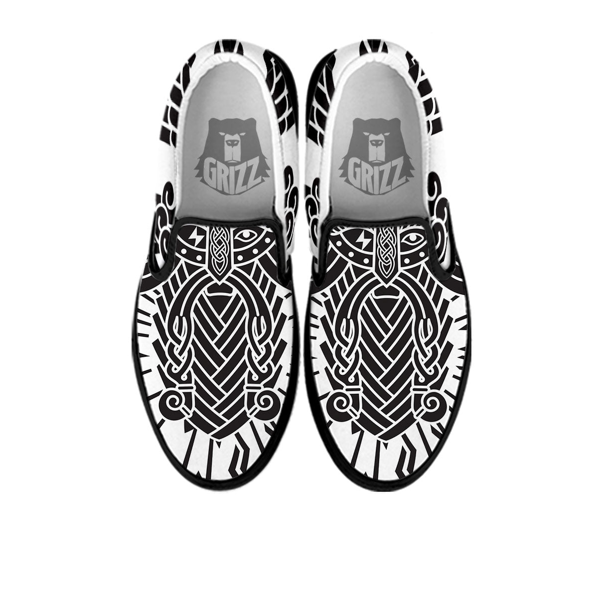 Odin God With Muninn And Huginn Print Black Slip On Shoes-grizzshop