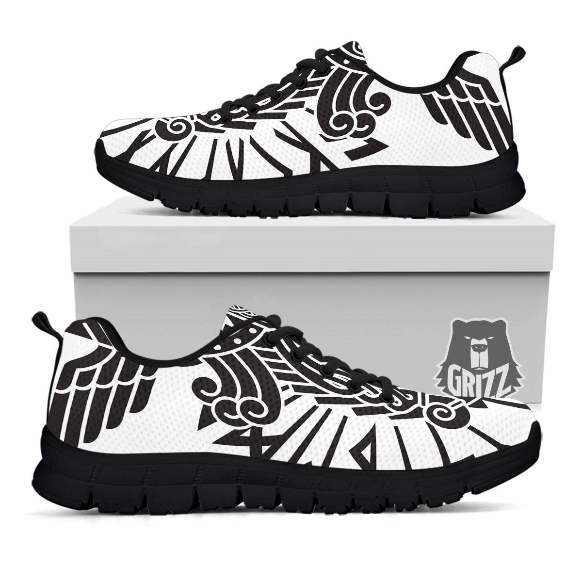 Odin God With Muninn And Huginn Print Black Sneaker-grizzshop