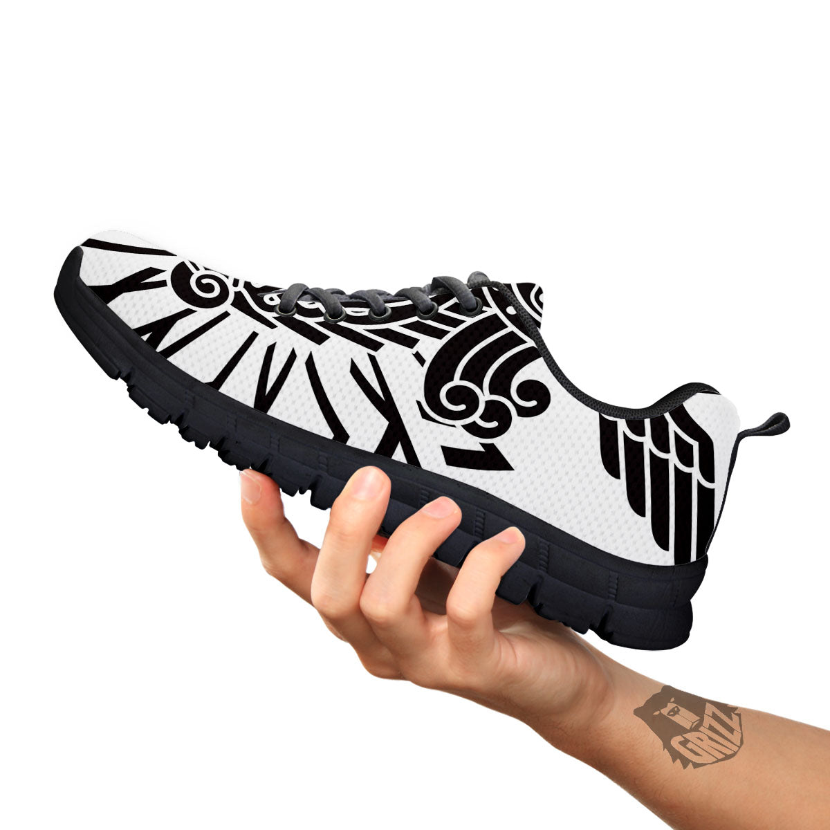 Odin God With Muninn And Huginn Print Black Sneaker-grizzshop
