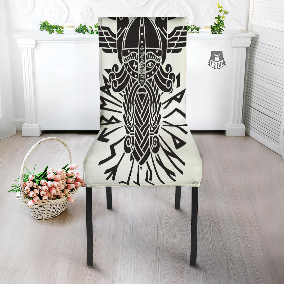 Odin God With Muninn And Huginn Print Dining Chair Slipcover-grizzshop