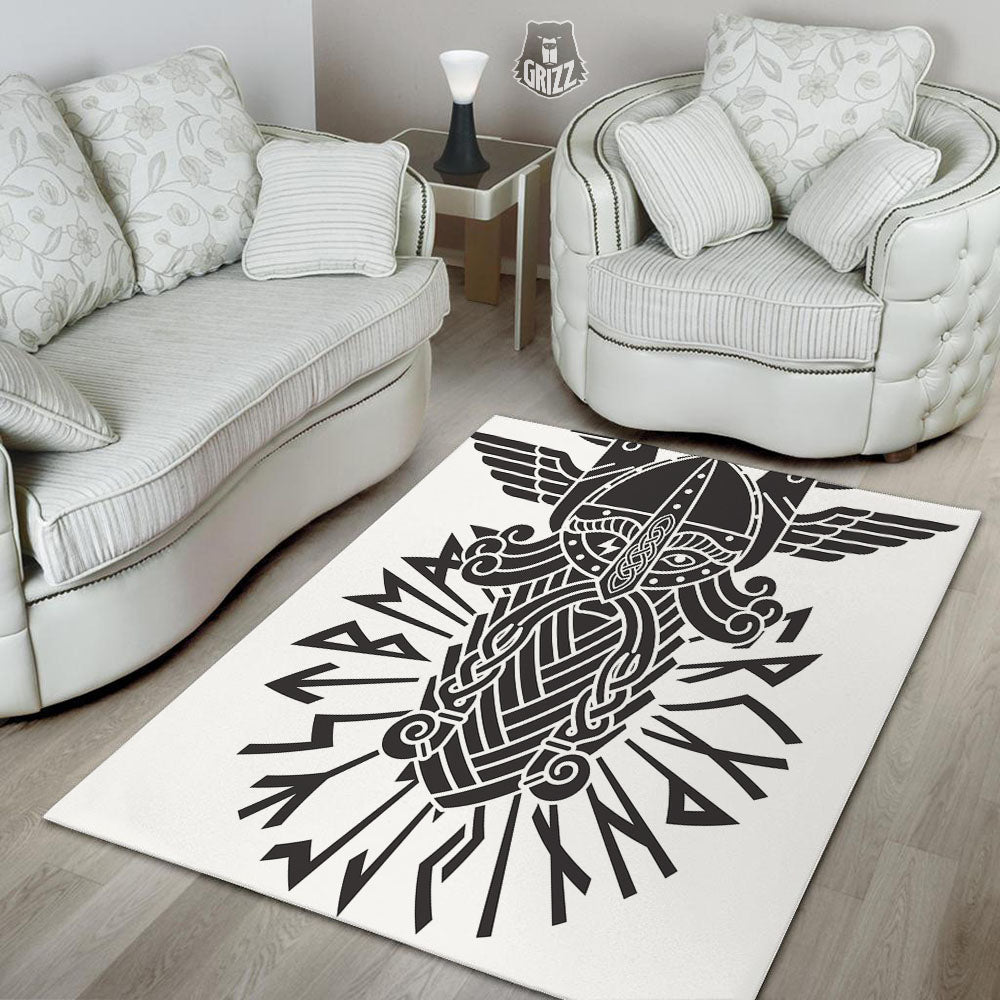 Odin God With Muninn And Huginn Print Floor Mat-grizzshop