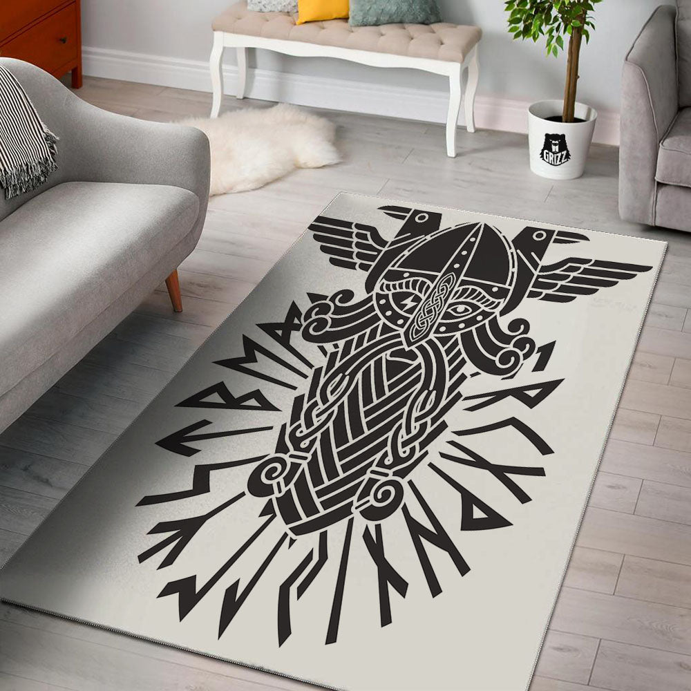 Odin God With Muninn And Huginn Print Floor Mat-grizzshop