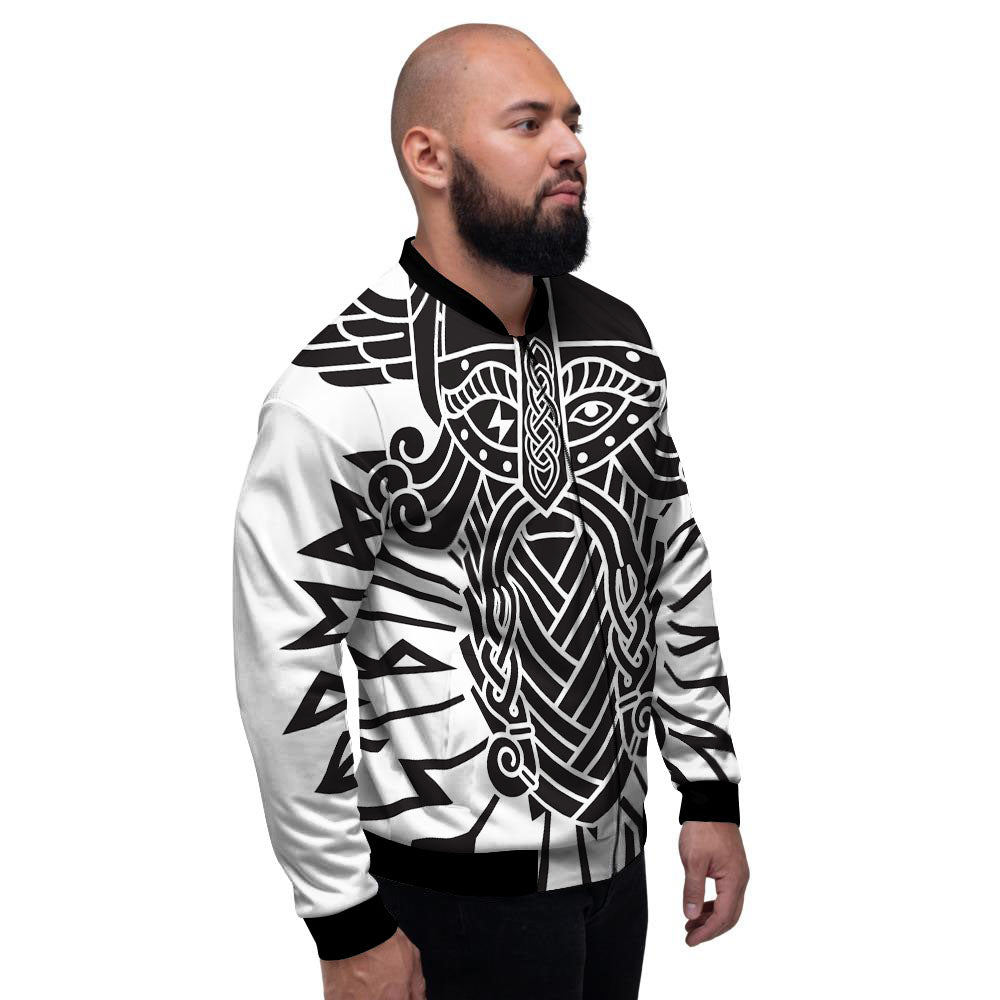 Odin God With Muninn And Huginn Print Men's Bomber Jacket-grizzshop