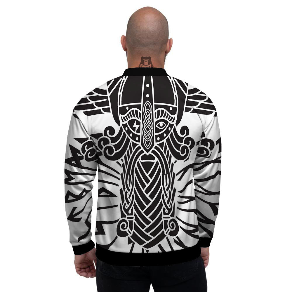 Odin God With Muninn And Huginn Print Men's Bomber Jacket-grizzshop