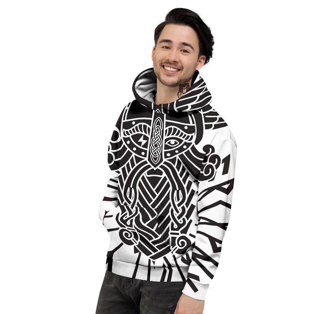 Odin God With Muninn And Huginn Print Men's Hoodie-grizzshop