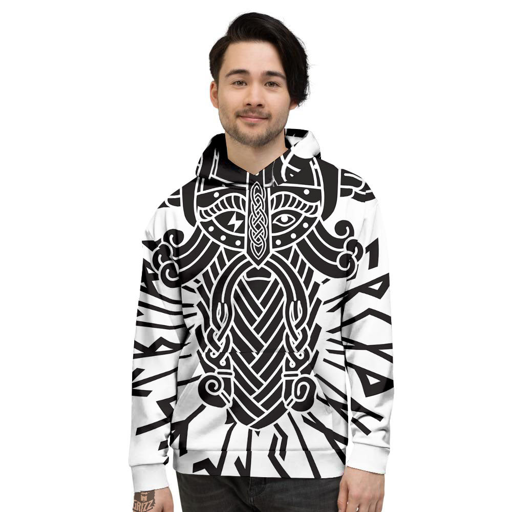 Odin God With Muninn And Huginn Print Men's Hoodie-grizzshop