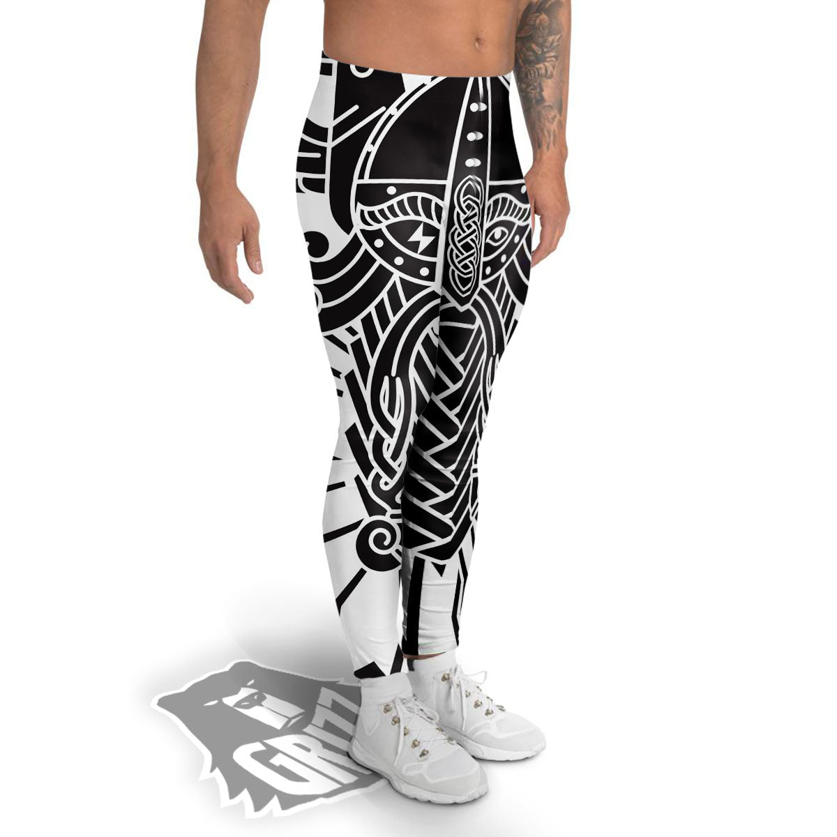 Odin God With Muninn And Huginn Print Men's Leggings-grizzshop