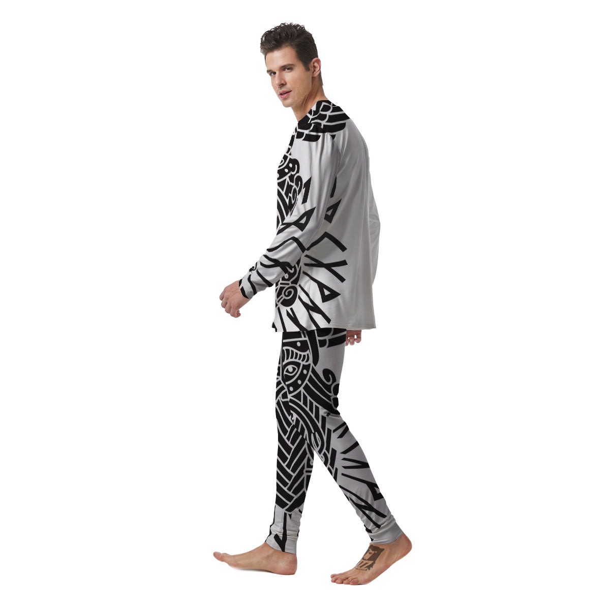 Odin God With Muninn And Huginn Print Men's Pajamas-grizzshop