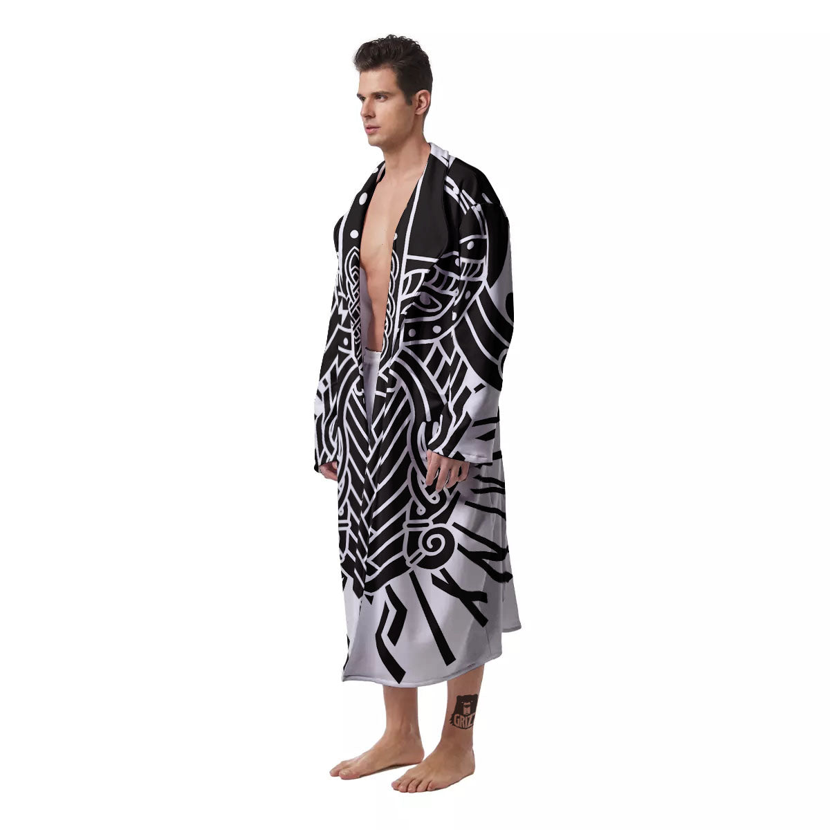 Odin God With Muninn And Huginn Print Men's Robe-grizzshop