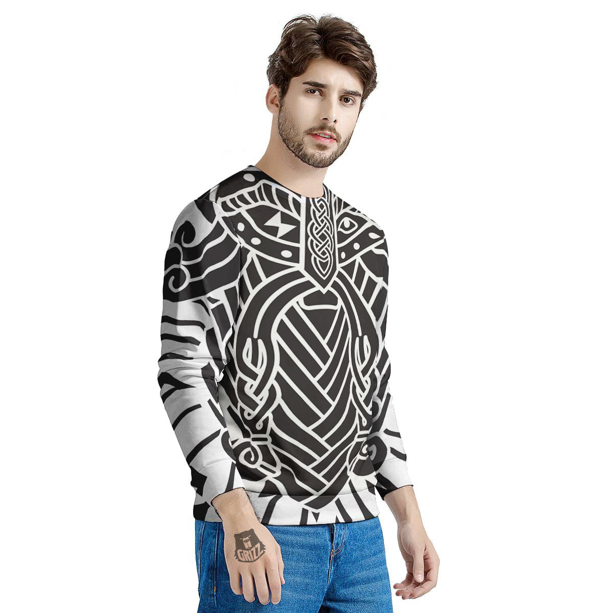 Odin God With Muninn And Huginn Print Men's Sweatshirt-grizzshop