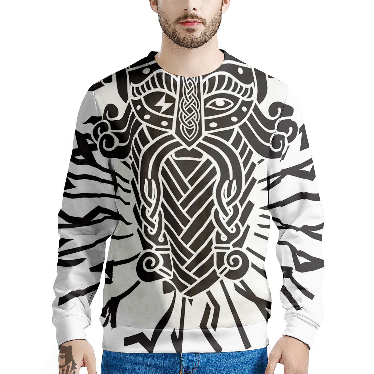 Odin God With Muninn And Huginn Print Men's Sweatshirt-grizzshop