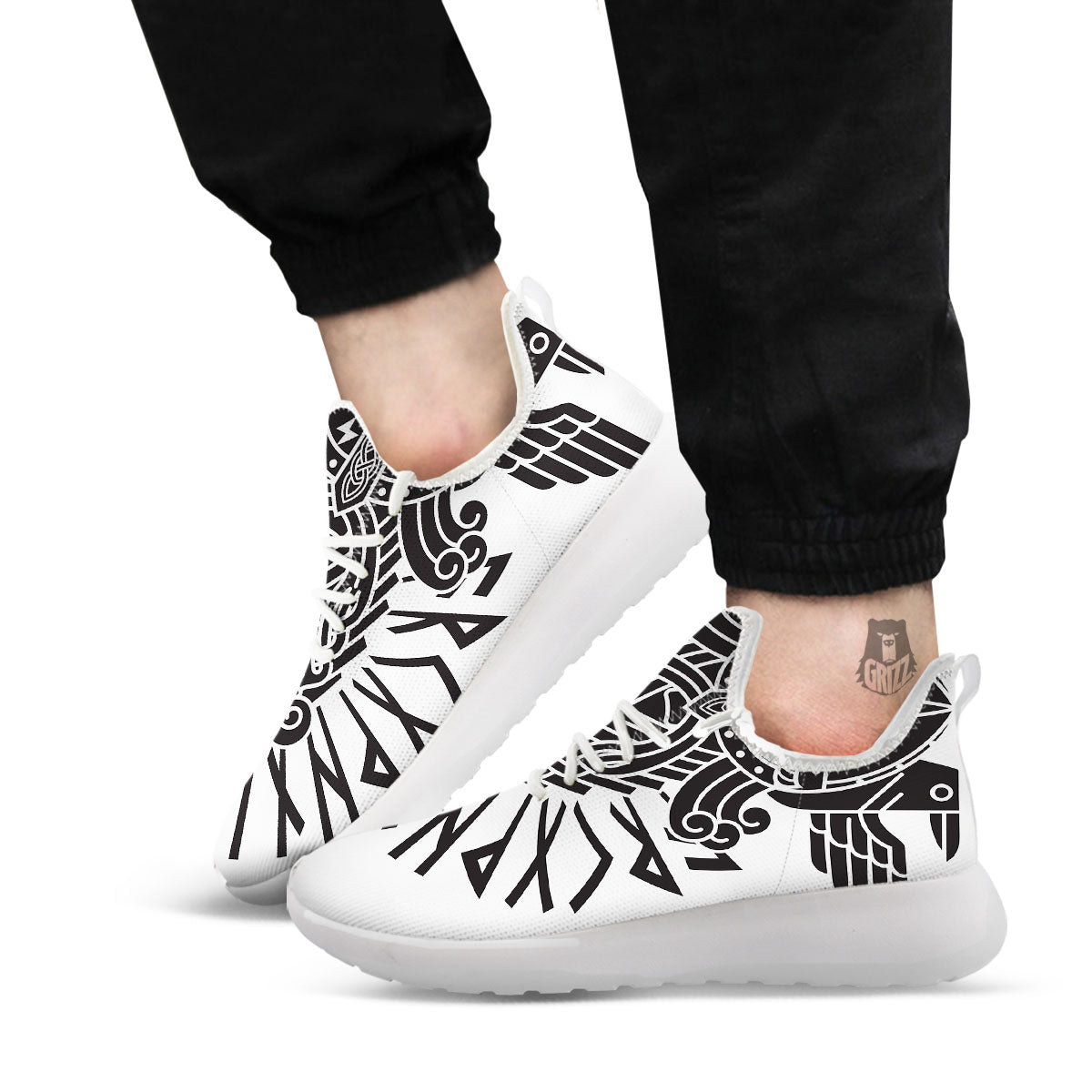 Odin God With Muninn And Huginn Print White Athletic Shoes-grizzshop