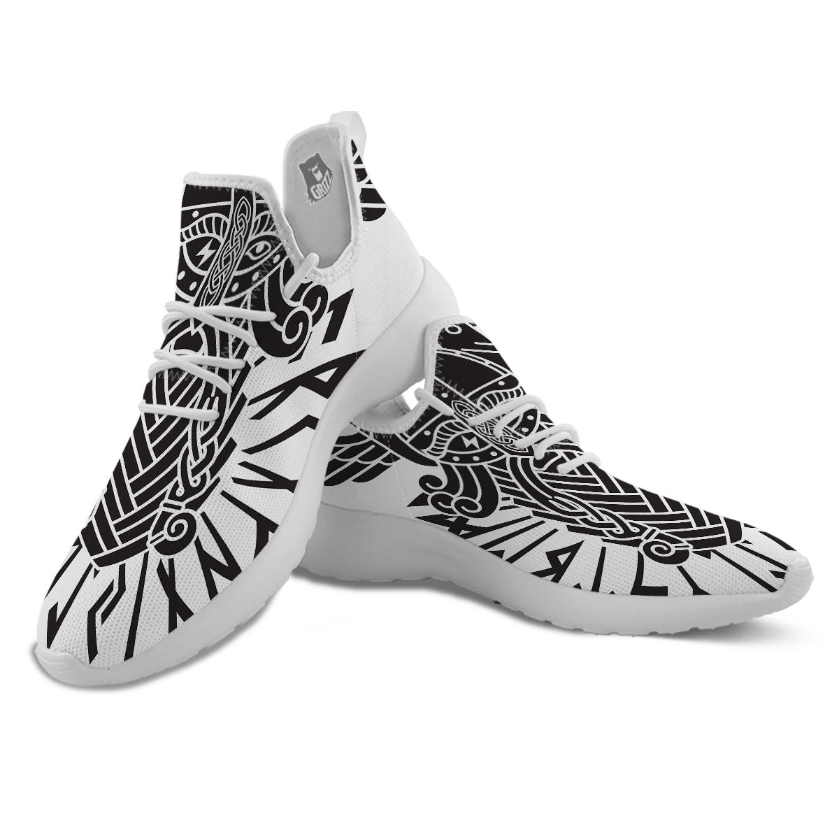 Odin God With Muninn And Huginn Print White Athletic Shoes-grizzshop