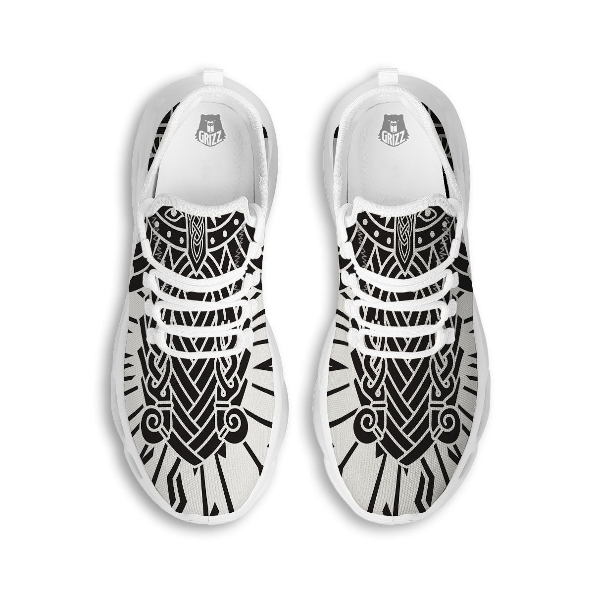 Odin God With Muninn And Huginn Print White Running Shoes-grizzshop