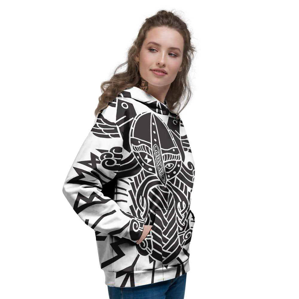 Odin God With Muninn And Huginn Print Women's Hoodie-grizzshop