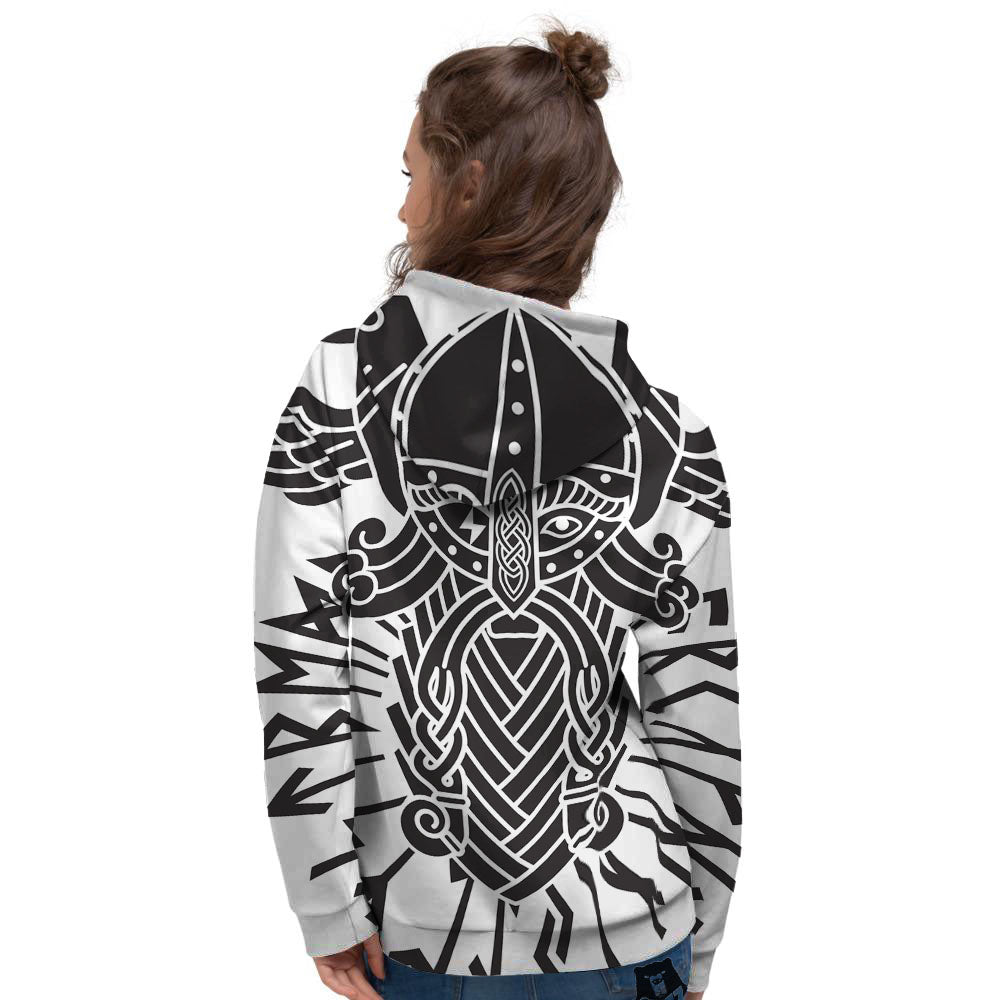 Odin God With Muninn And Huginn Print Women's Hoodie-grizzshop