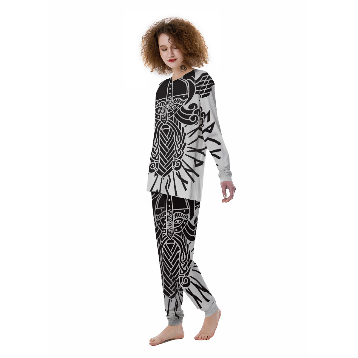 Odin God With Muninn And Huginn Print Women's Pajamas-grizzshop