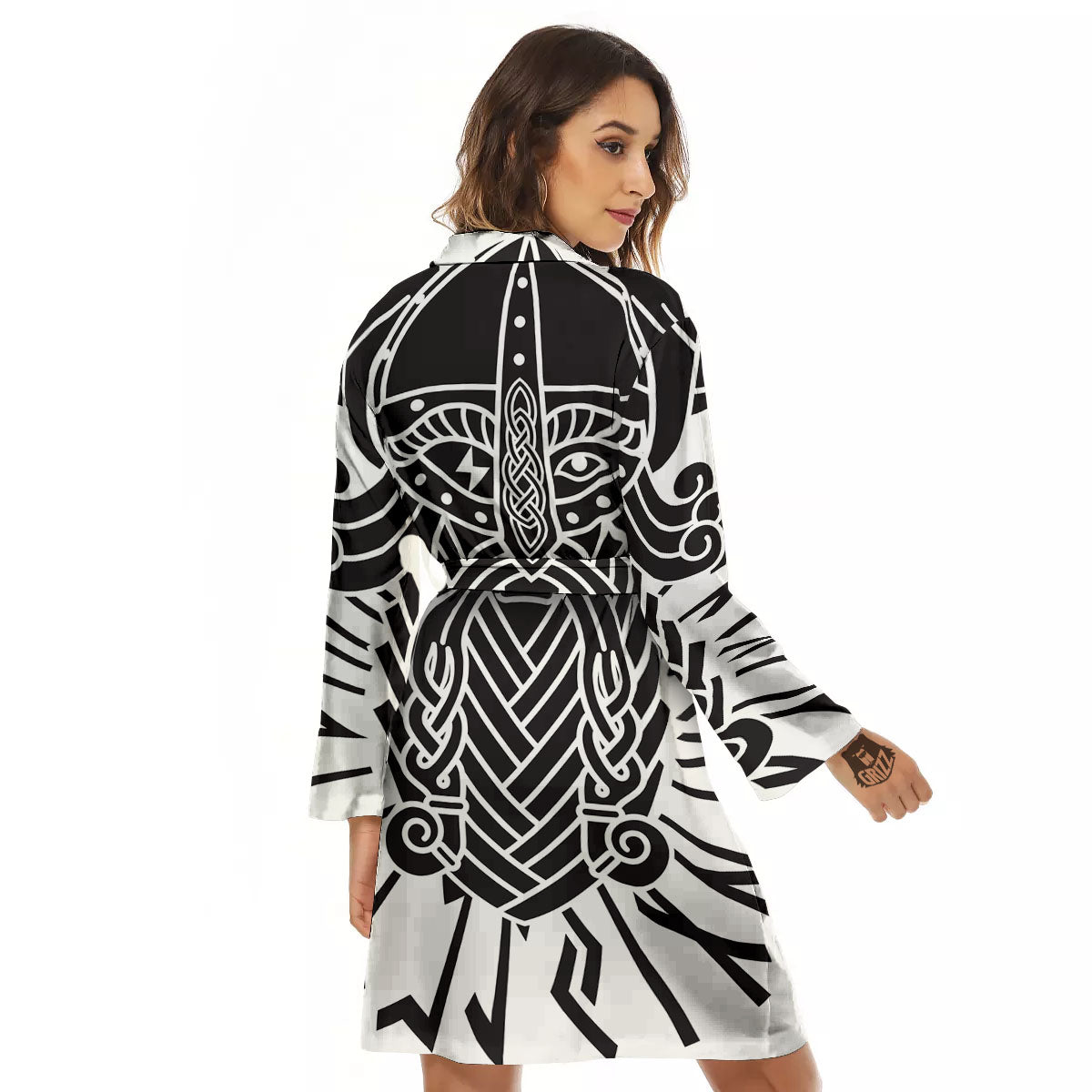 Odin God With Muninn And Huginn Print Women's Robe-grizzshop