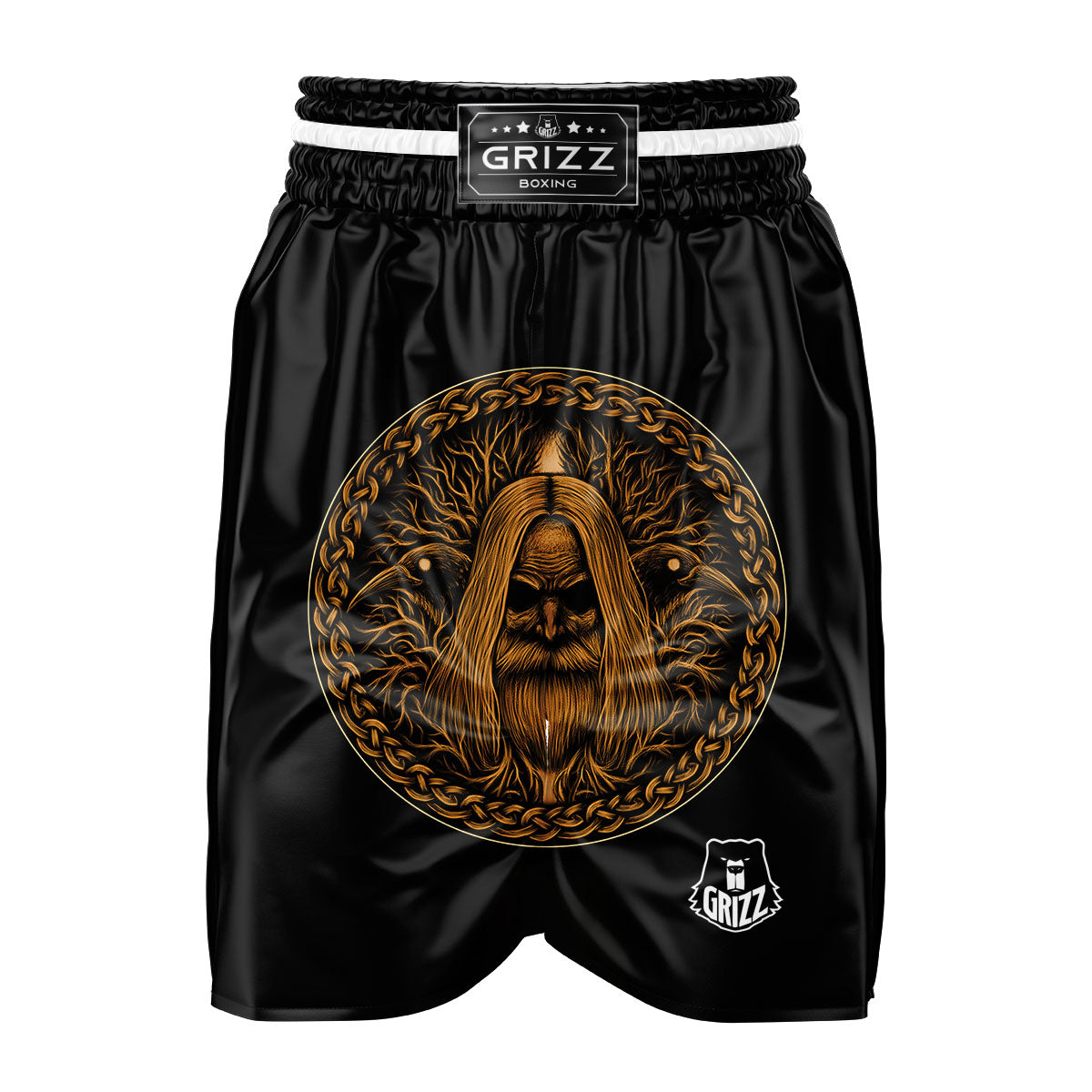 Odin Gold With Muninn And Huginn Print Boxing Shorts-grizzshop