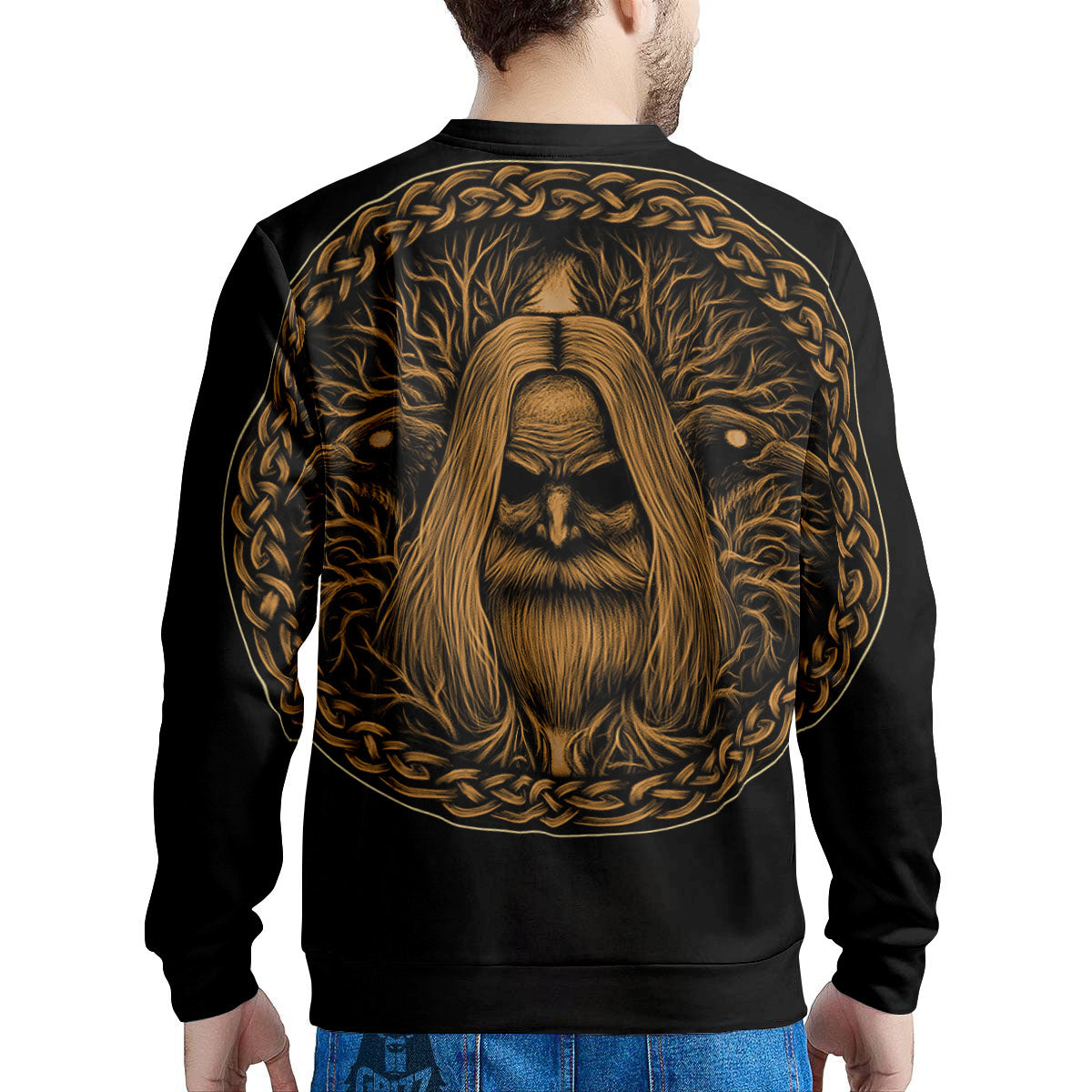 Odin Gold With Muninn And Huginn Print Men's Sweatshirt-grizzshop
