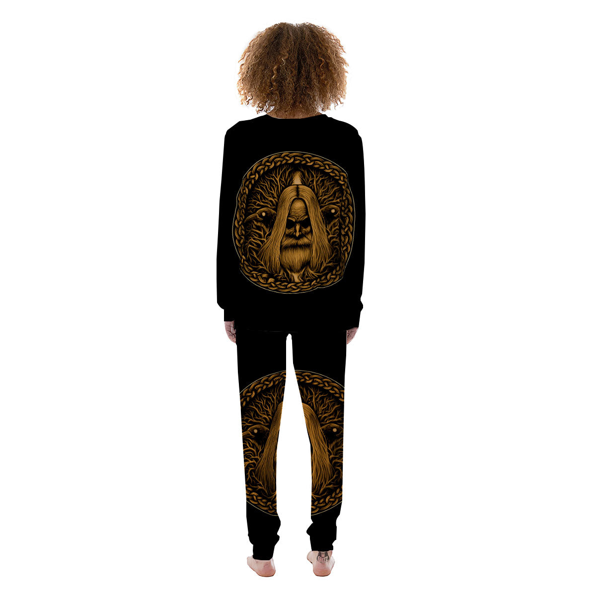 Odin Gold With Muninn And Huginn Print Women's Pajamas-grizzshop