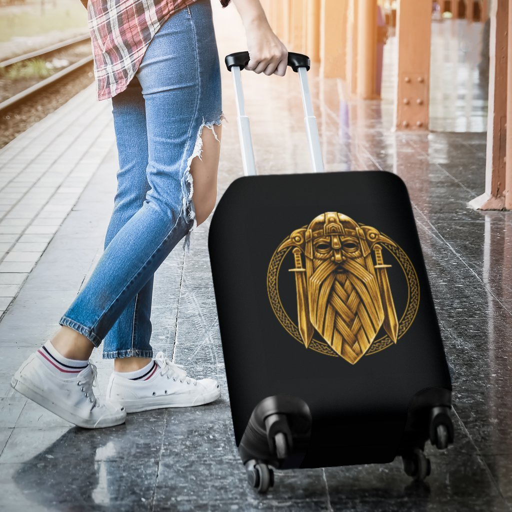 Odin Viking Sword Raven Print Luggage Cover Protector-grizzshop