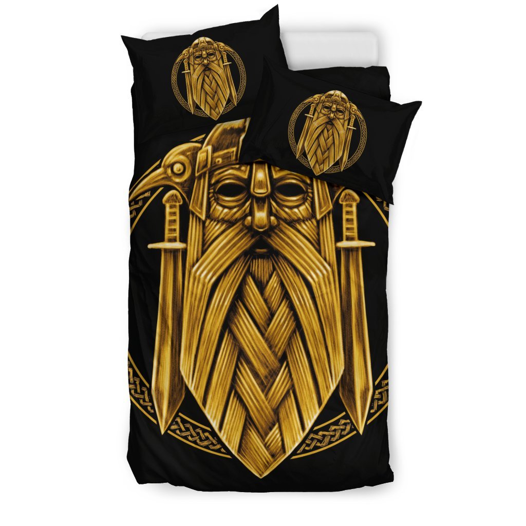 Odin Viking Sword Raven Print Duvet Cover Bedding Set-grizzshop