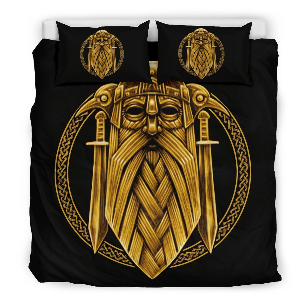 Odin Viking Sword Raven Print Duvet Cover Bedding Set-grizzshop
