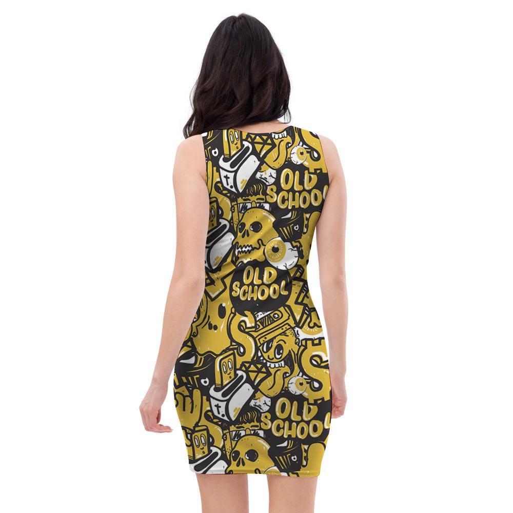 Old School HipHop Print Bodycon Dress-grizzshop