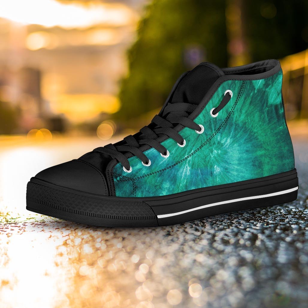 Olive Green Tie Dye Women's High Top Shoes-grizzshop