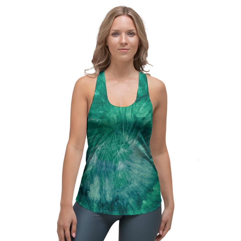 Olive Green Tie Dye Women's Racerback Tank Top-grizzshop