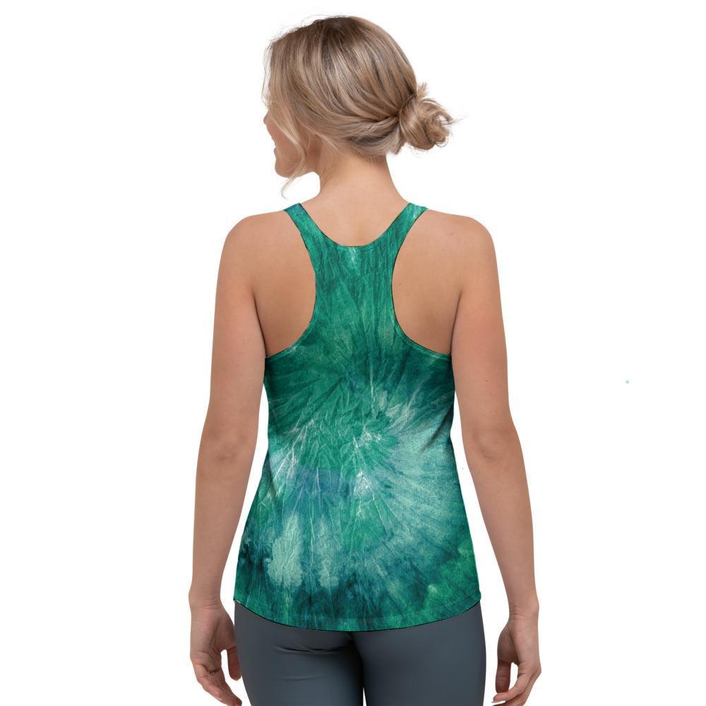 Olive Green Tie Dye Women's Racerback Tank Top-grizzshop