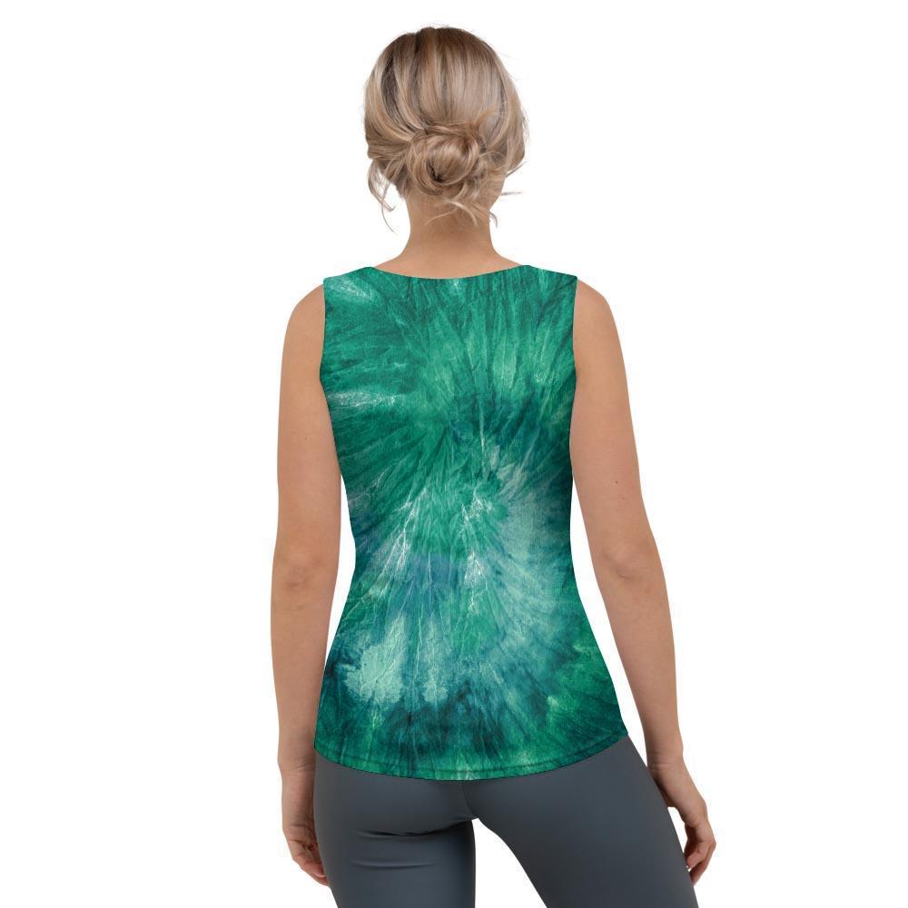 Olive Green Tie Dye Women's Tank Top-grizzshop