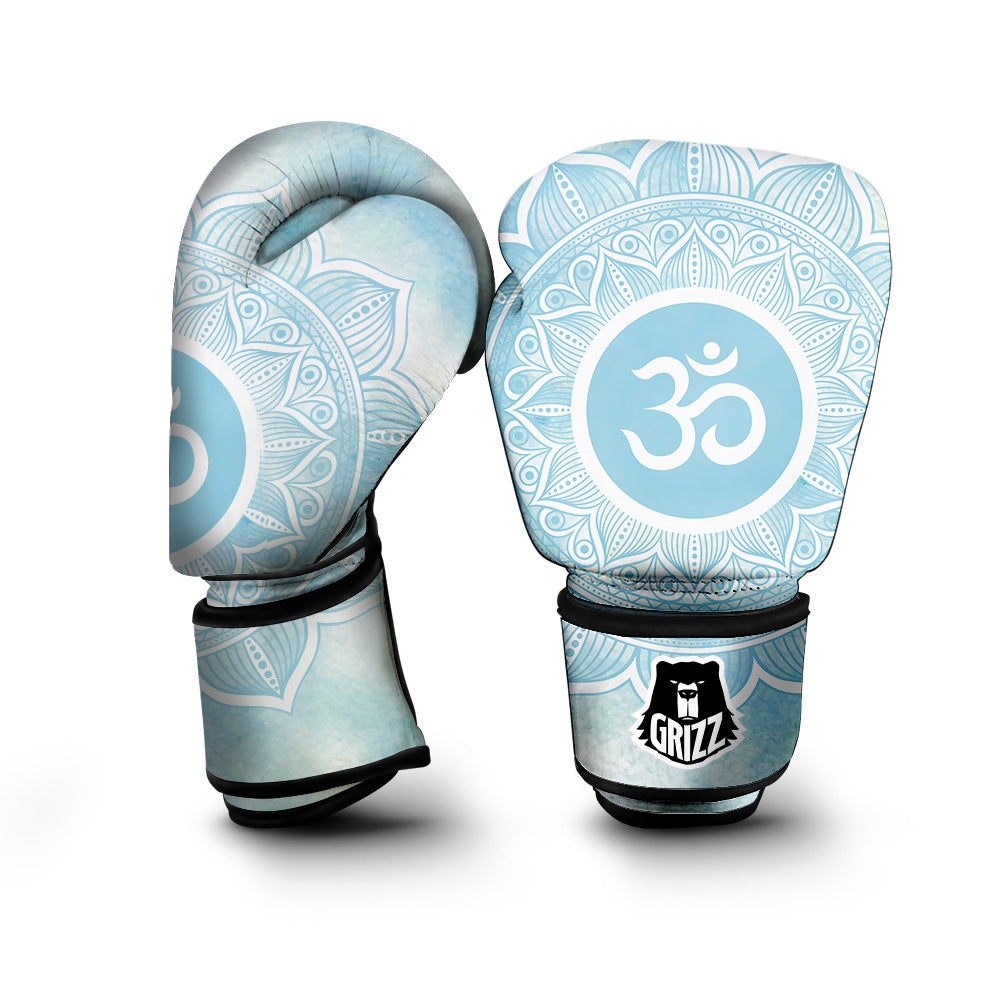 Om Mandala Blue Print Boxing Gloves-grizzshop