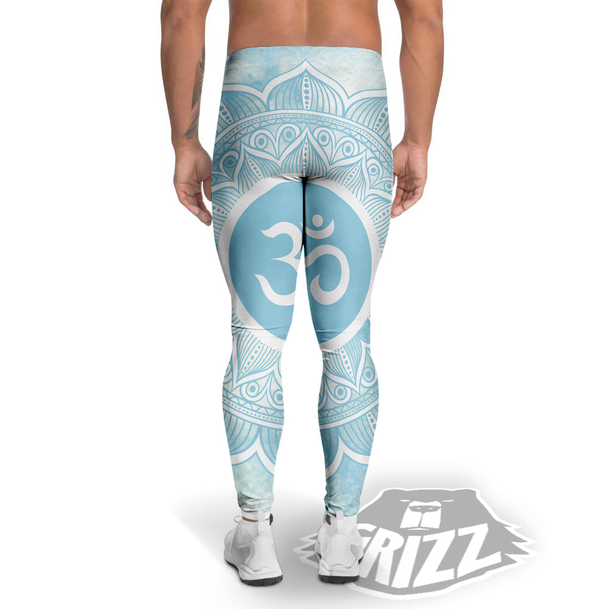 Om Mandala Blue Print Men's Leggings-grizzshop