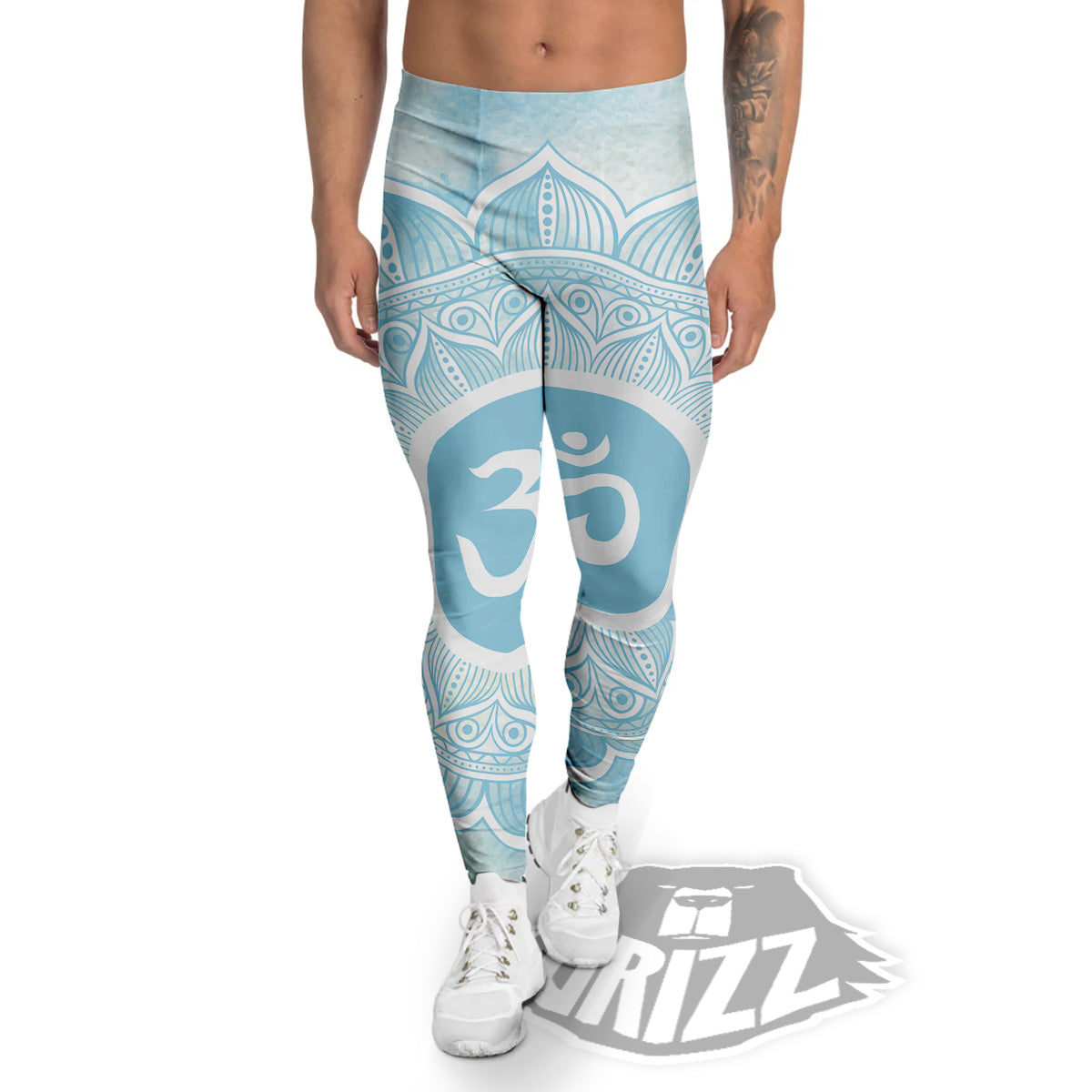 Om Mandala Blue Print Men's Leggings-grizzshop