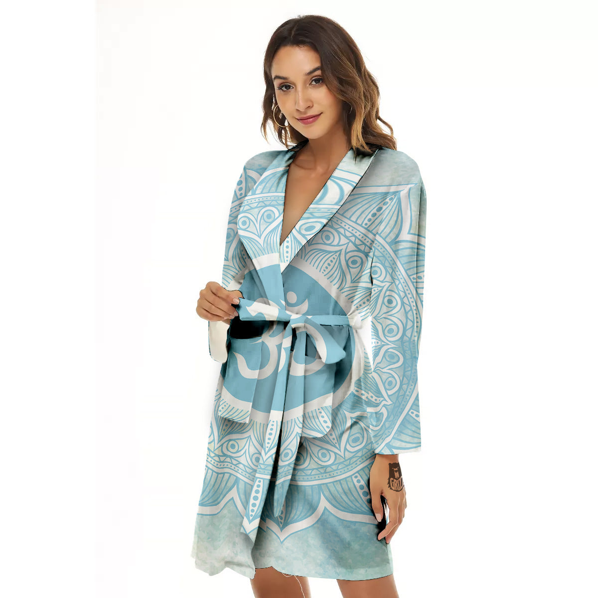Om Mandala Blue Print Women's Robe-grizzshop