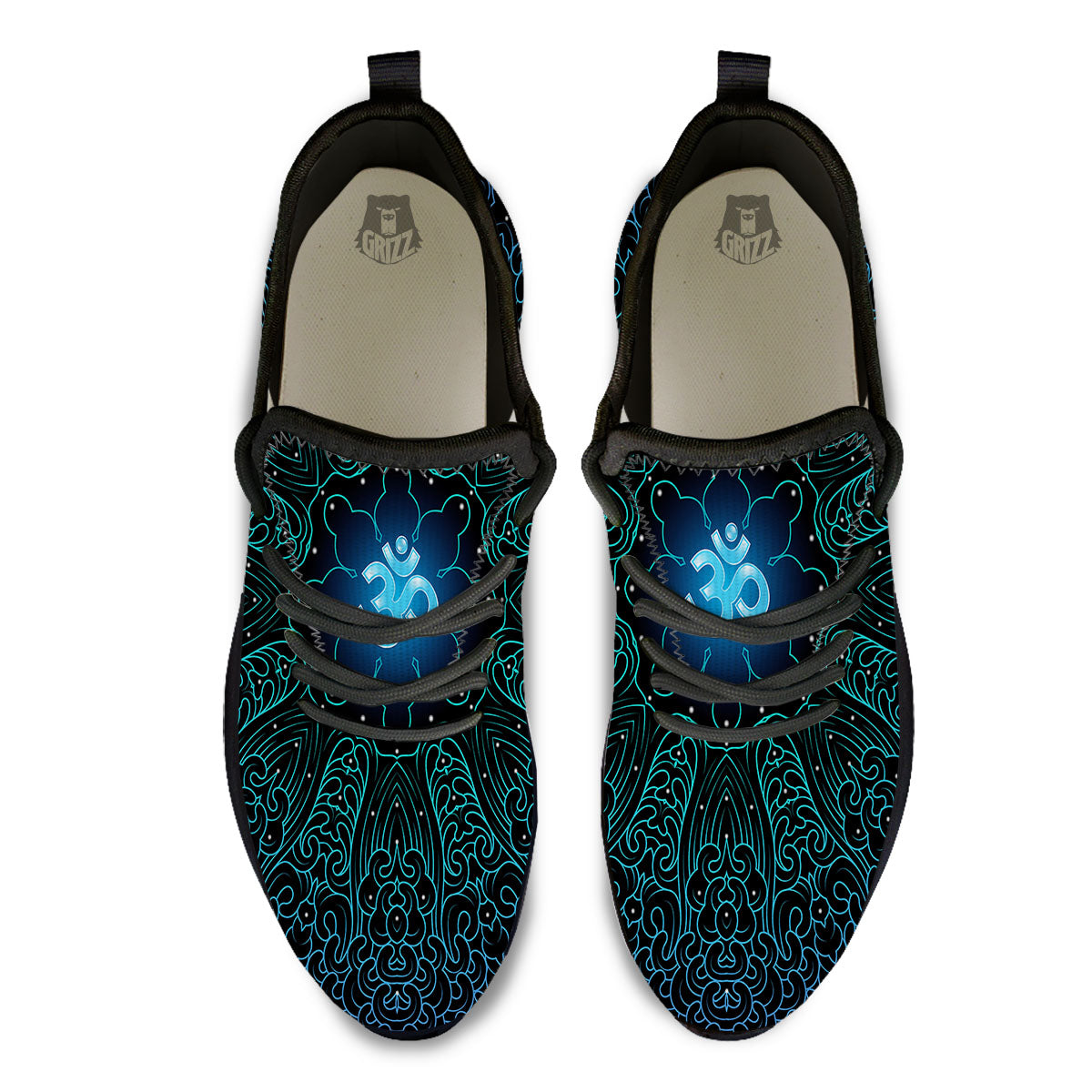Om Psychedelic Print Black Athletic Shoes-grizzshop