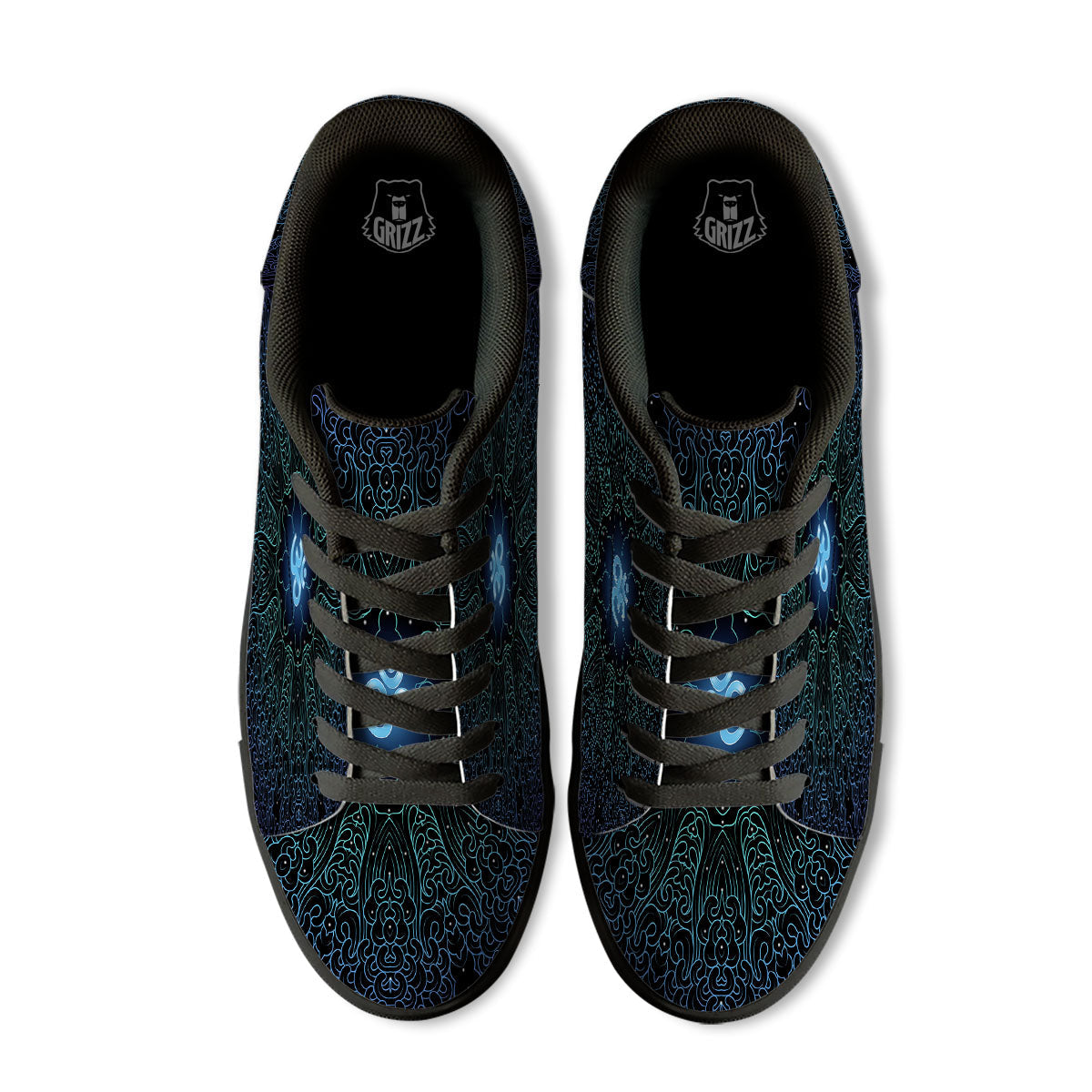 Om Psychedelic Print Black Low Top Sneakers-grizzshop