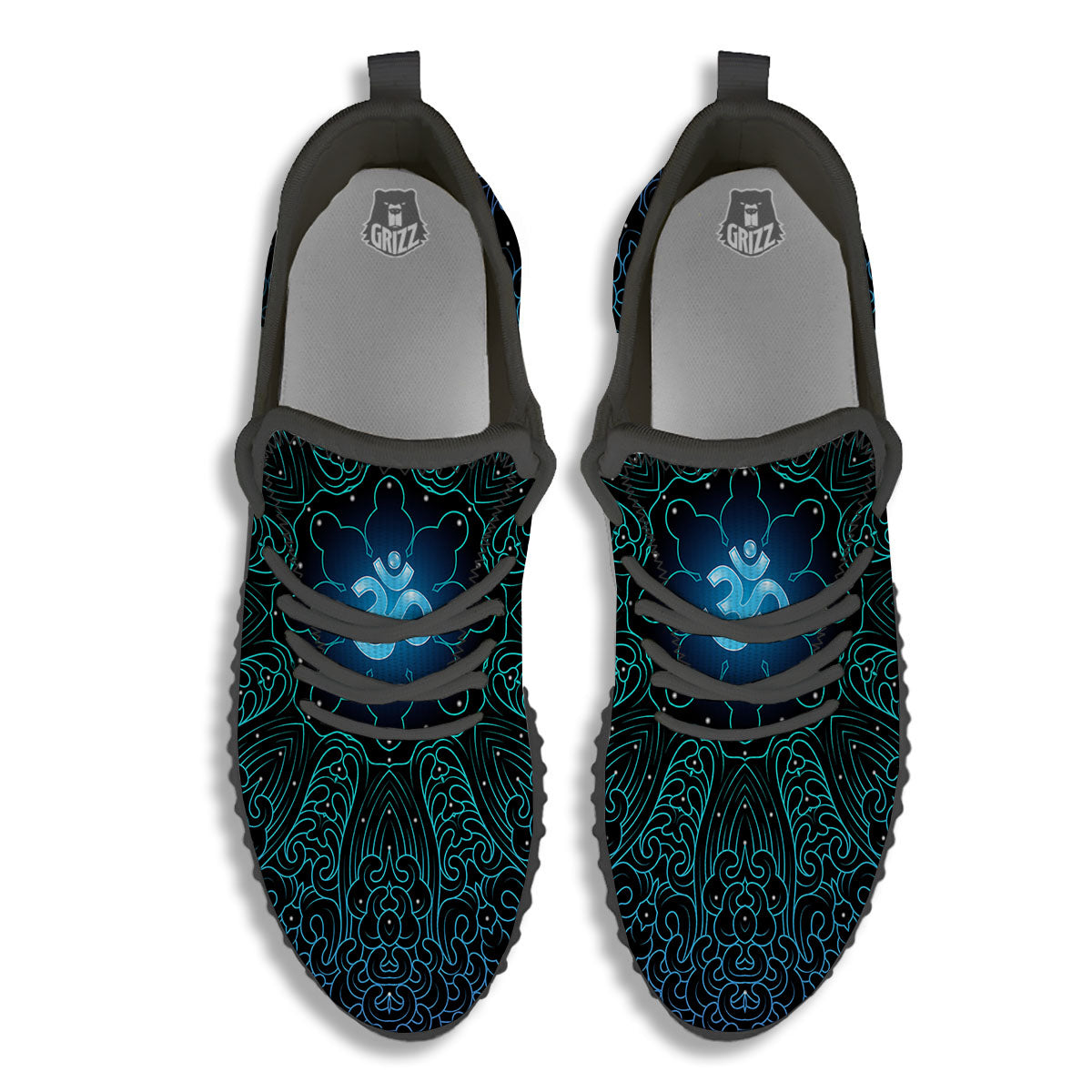 Om Psychedelic Print Black Walking Shoes-grizzshop