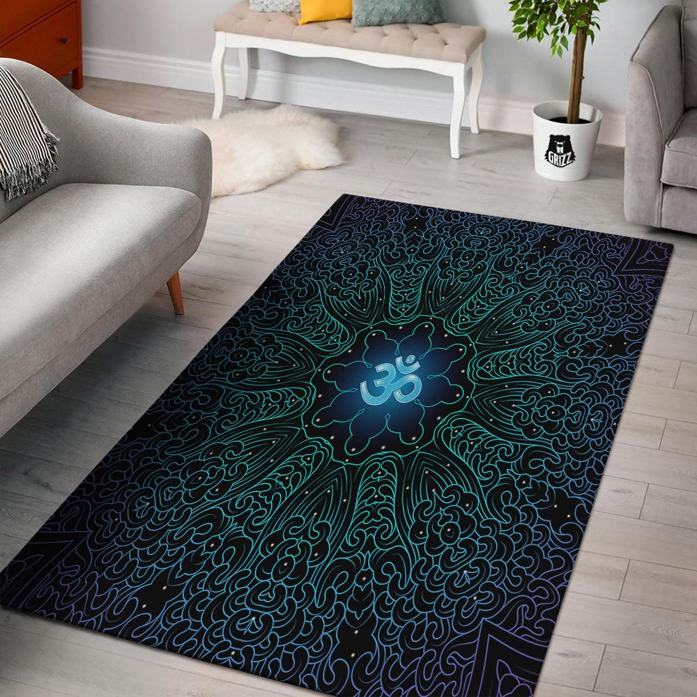 Om Psychedelic Print Floor Mat-grizzshop
