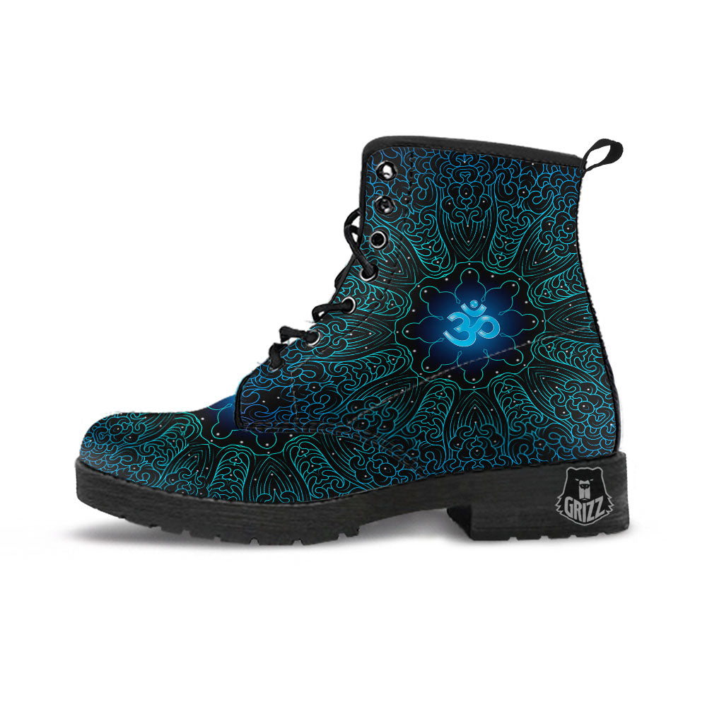 Om Psychedelic Print Leather Boots-grizzshop
