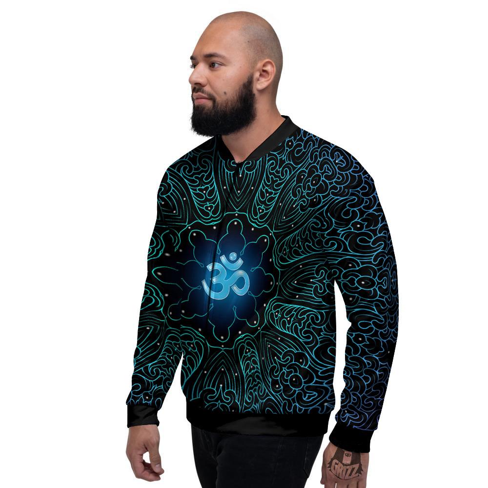 Om Psychedelic Print Men's Bomber Jacket-grizzshop