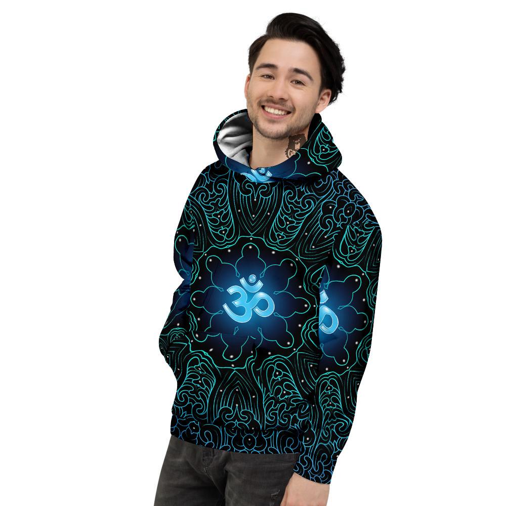 Om Psychedelic Print Men's Hoodie-grizzshop