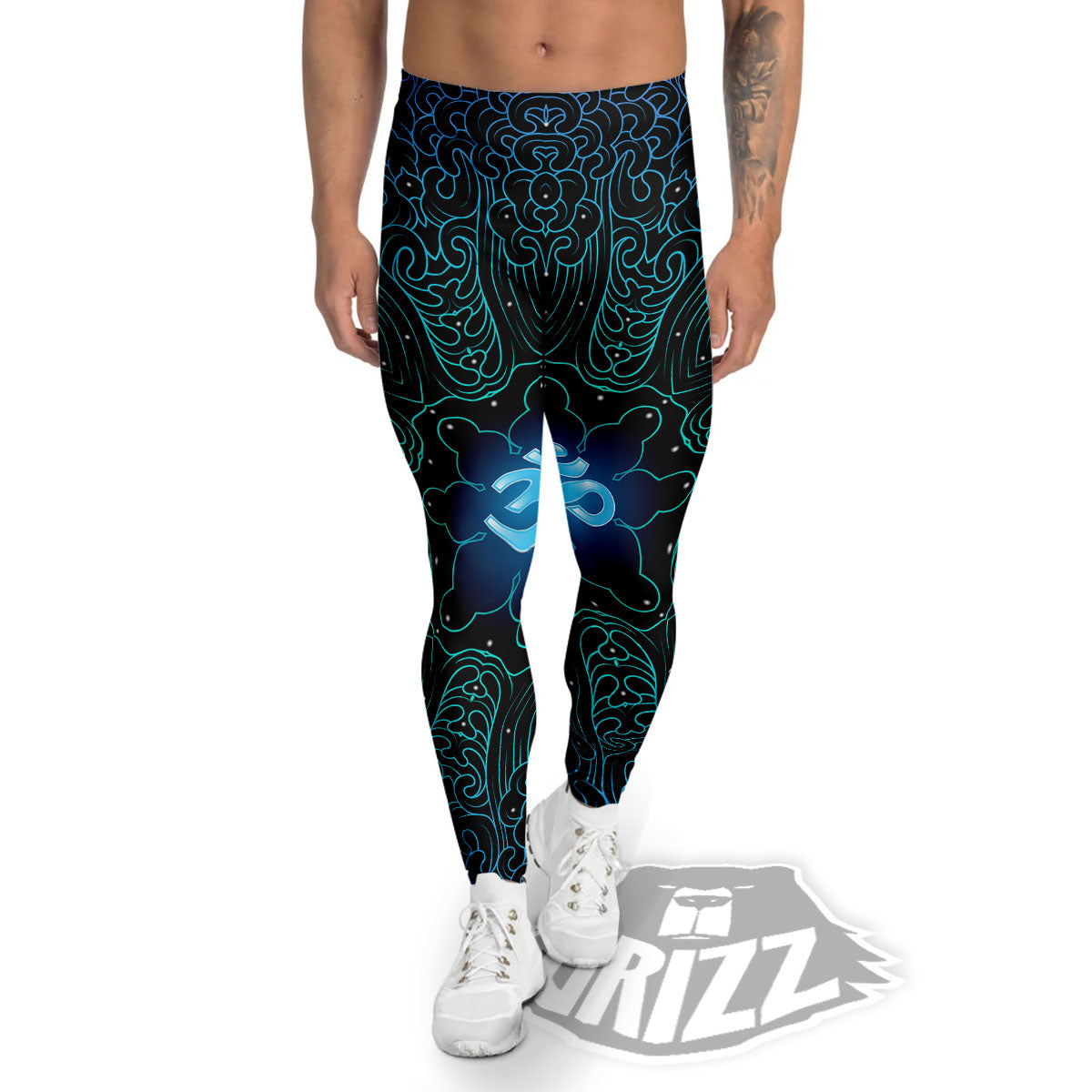 Om Psychedelic Print Men's Leggings-grizzshop