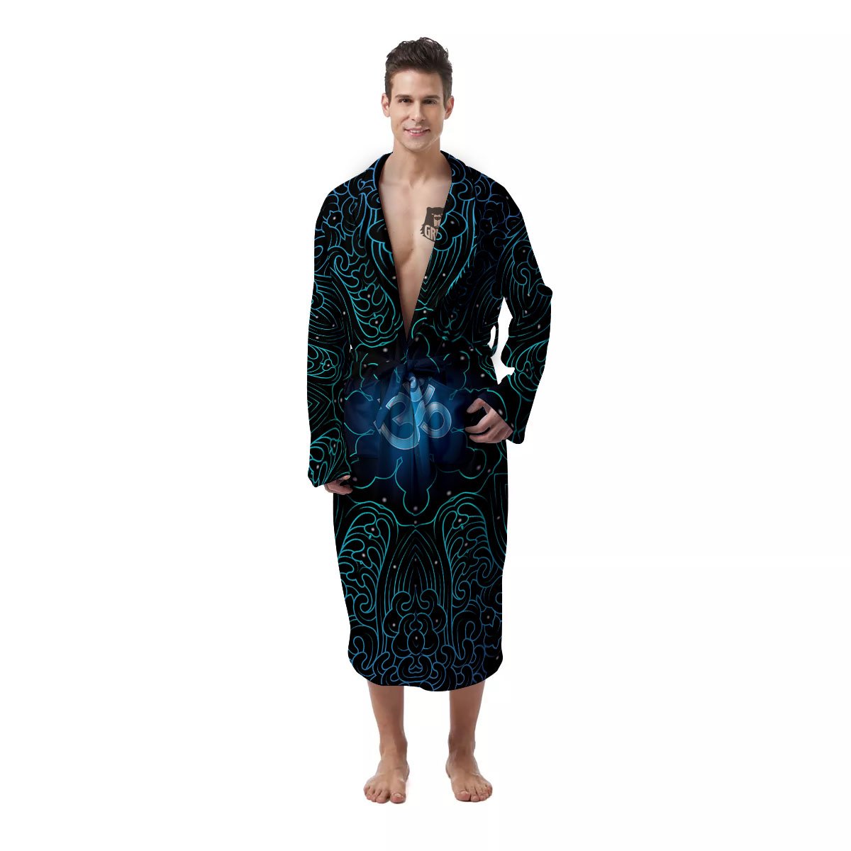 Om Psychedelic Print Men's Robe-grizzshop