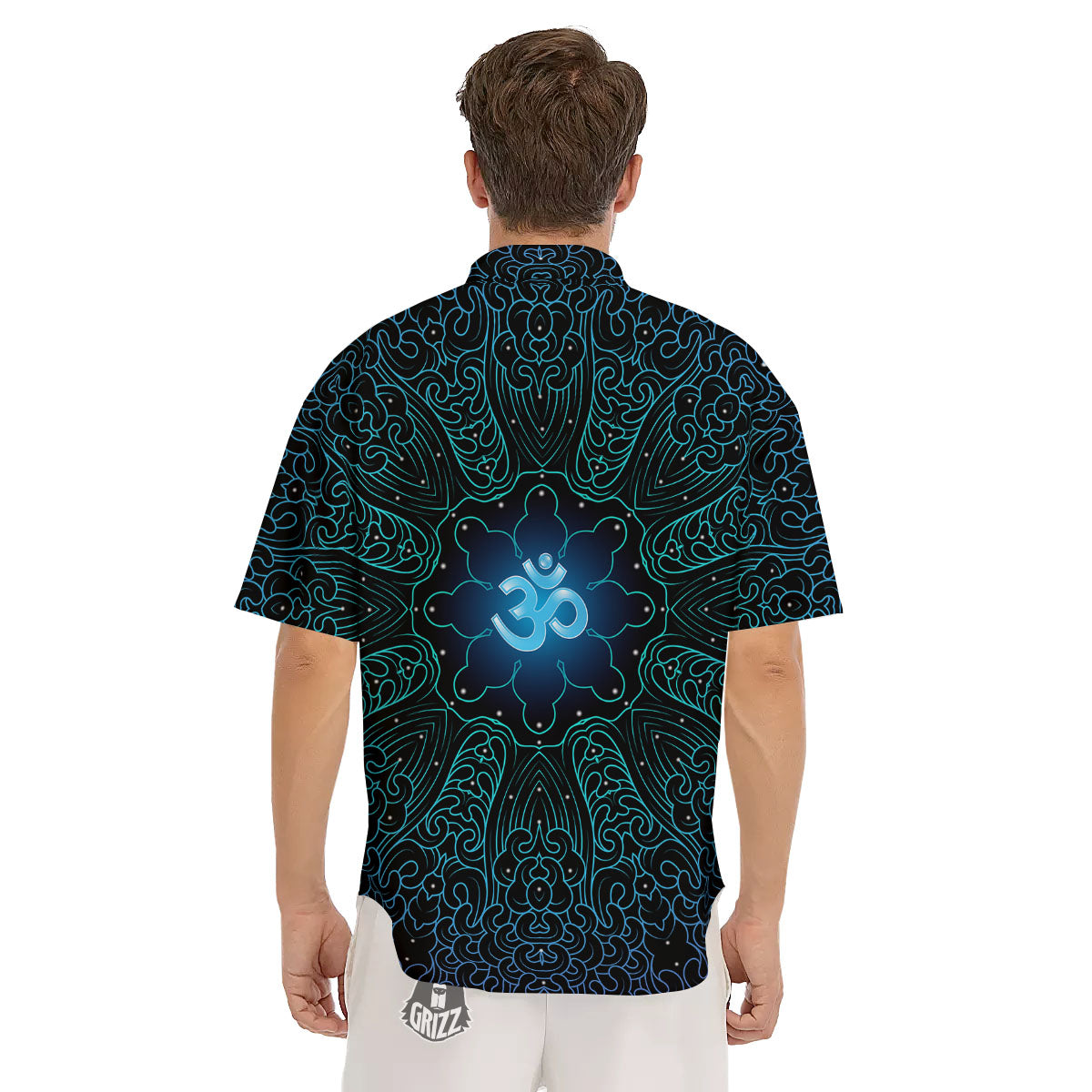 Om Psychedelic Print Men's Short Sleeve Shirts-grizzshop